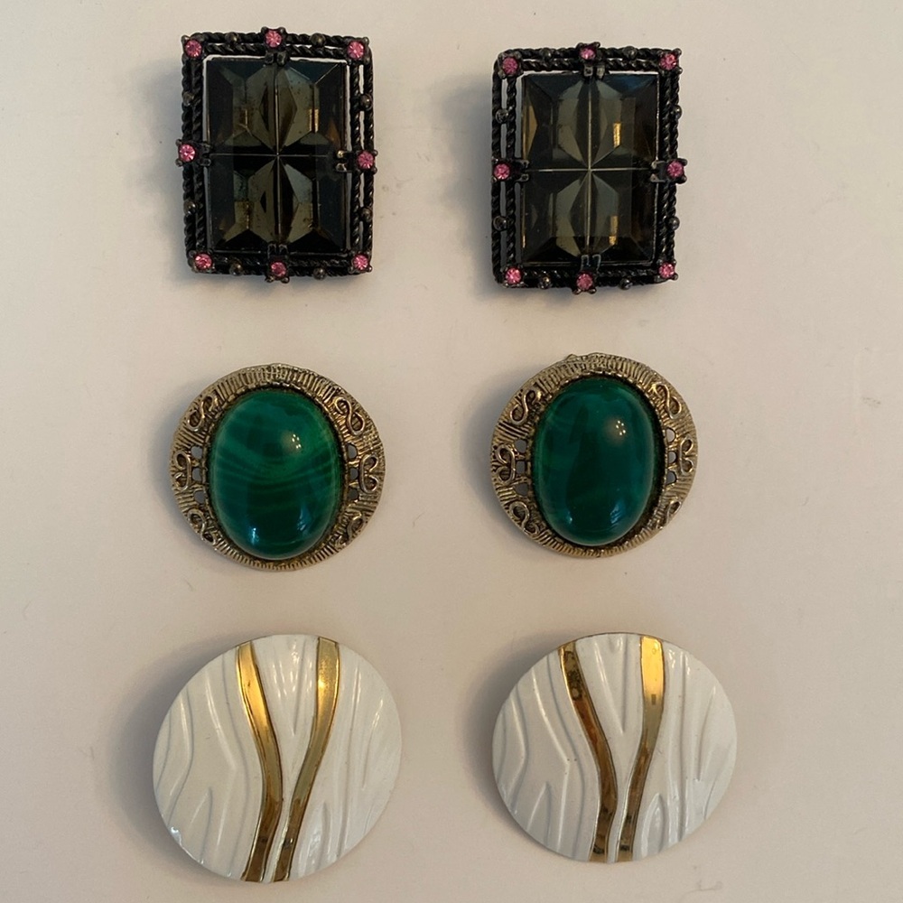 Various Vintage Clip On Earrings. Three sets included.